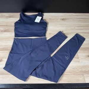 KIKOOYA Outfit Womens Small Blue Ikon Leggings Ikon Crop Bra Top Set Activewear